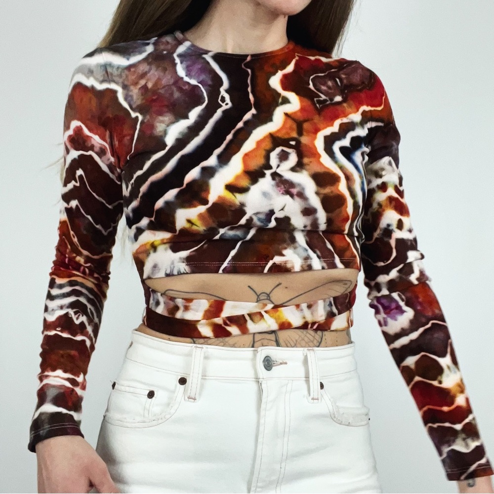 NEW Hand-Dyed Geode Tie-Detail Crop Top | Size S - Picture 4 of 11